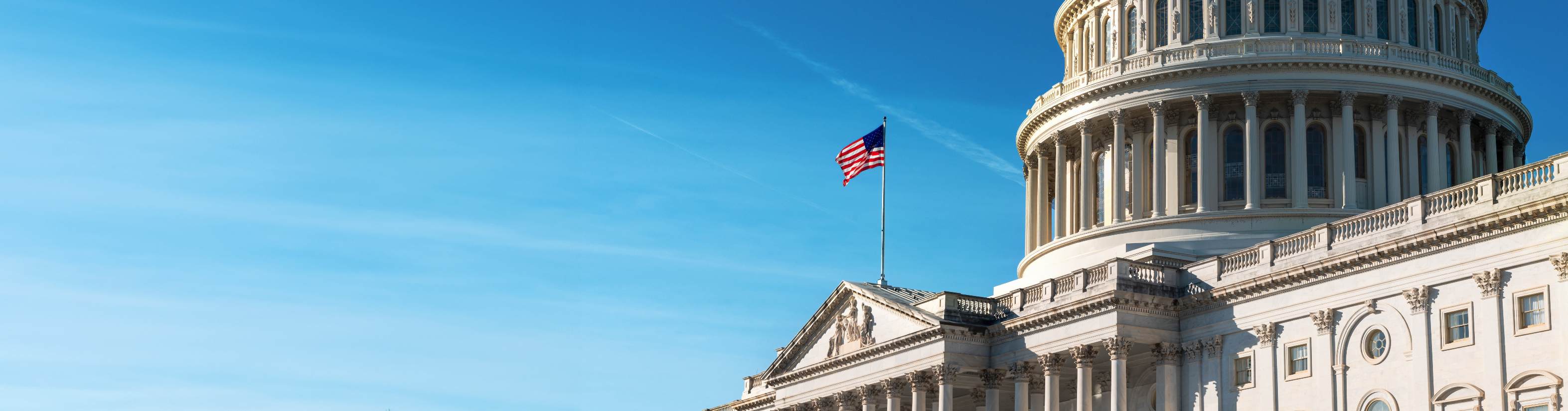Image of the senate building and American flag